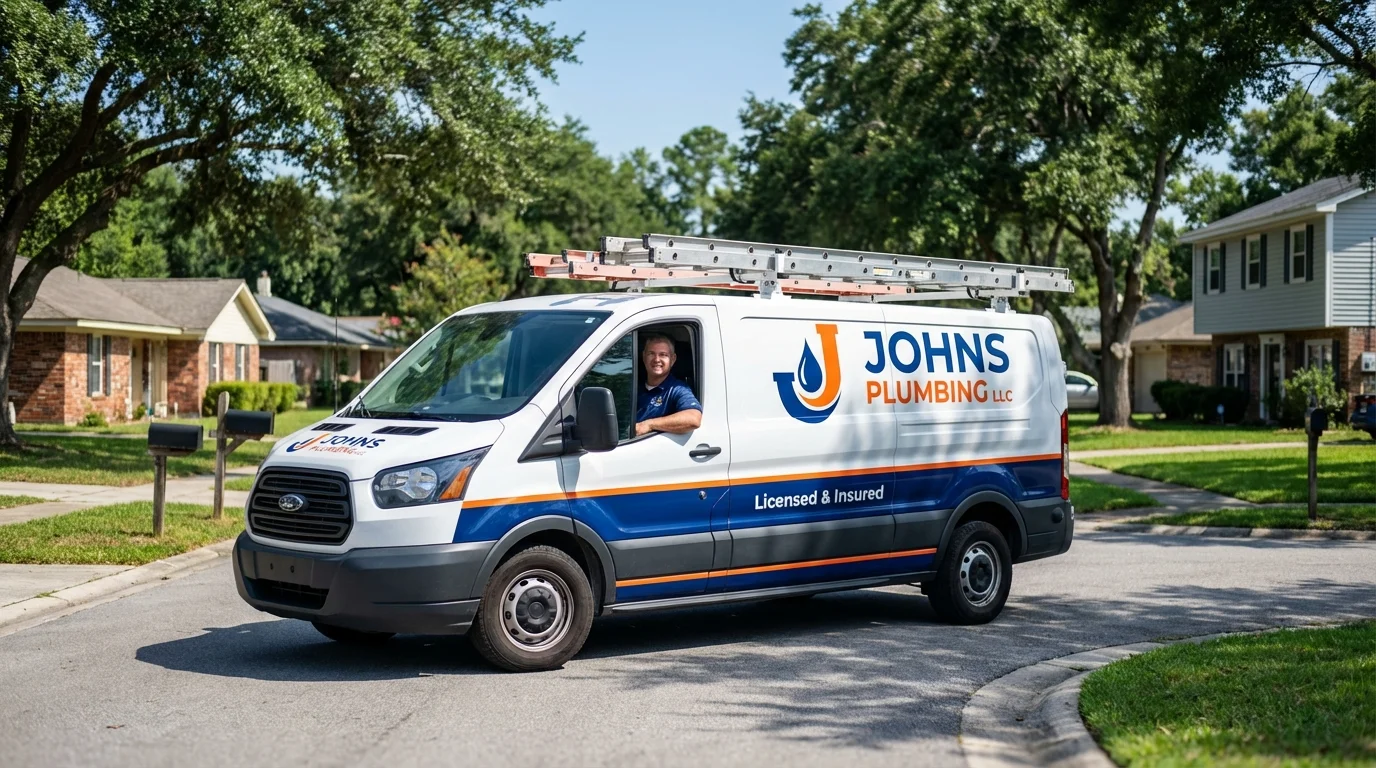 Johns Plumbing LLC service van in Lake Station, IN