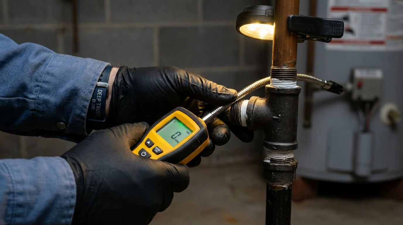 Gas leak detection with electronic sniffer by Johns Plumbing LLC in Lake Station