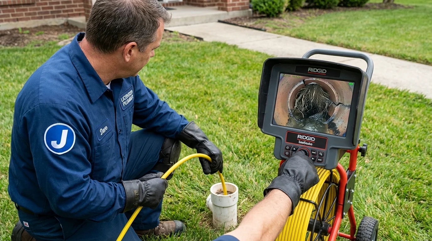 Sewer camera inspection being performed by Johns Plumbing LLC in Lake Station