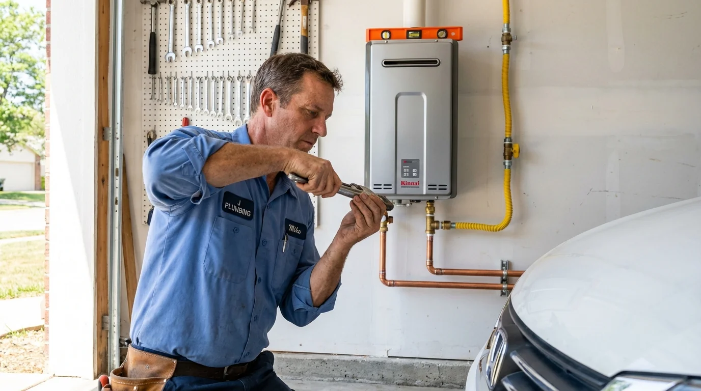 Tankless water heater installation by a Johns Plumbing LLC plumber in Lake Station
